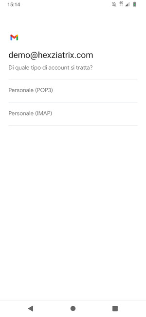 Seleziona Personale (POP3) o Personale (IMAP)