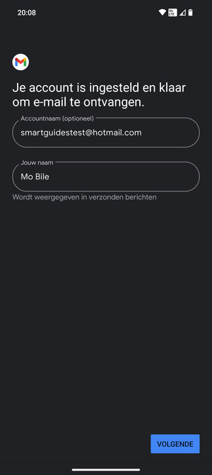 Geef uw account een naam en voer uw naam in. Selecteer VOLGENDE