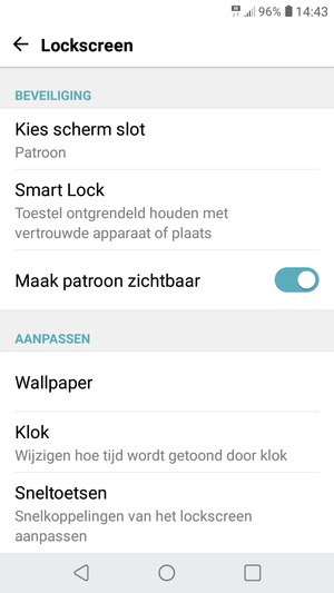 Uw telefoon is nu beveiligd met een schermvergrendeling