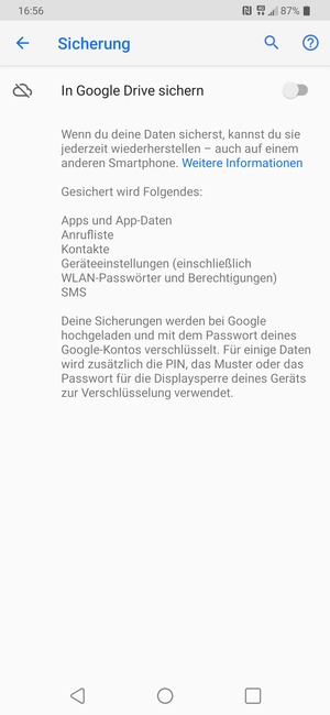 Schalten Sie In Google Drive sichern ein