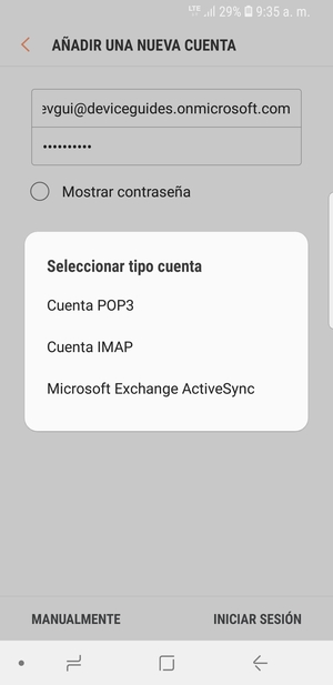 Seleccione Microsoft Exchange ActiveSync