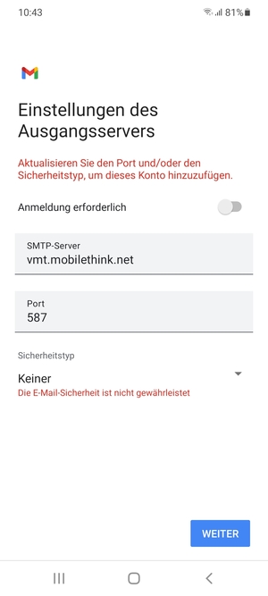 Wählen Sie WEITER