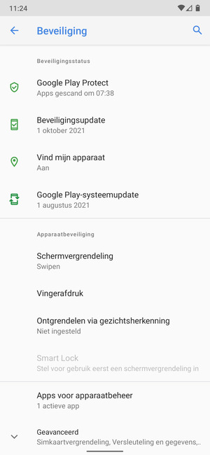 Selecteer Schermvergrendeling