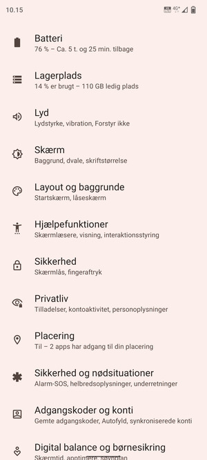 Scroll til og vælg Sikkerhed
