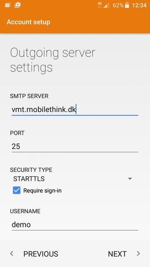 Enter Outgoing server address