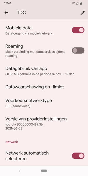 Scroll naar en selecteer Voorkeursnetwerktype