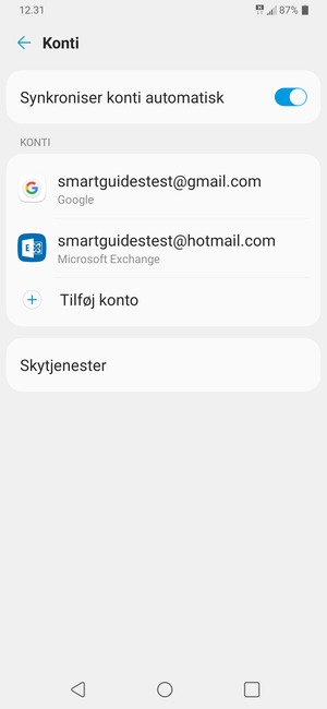 Vælg din Google konto