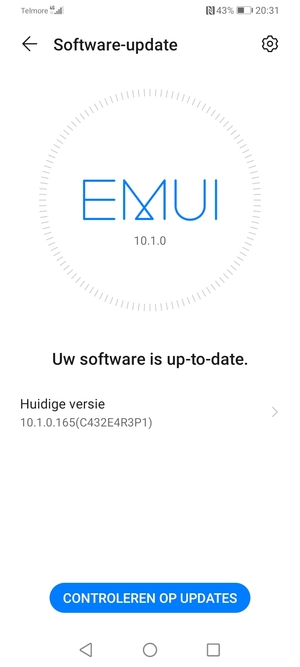 Als uw telefoon up-to-date is, zult u het volgende scherm zien