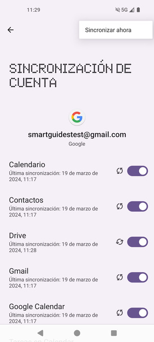 Seleccione Sincronizar ahora