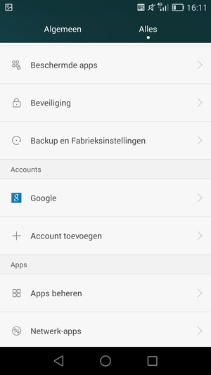 Scroll naar en selecteer Google