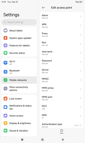 Enter MMS information