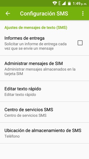 Seleccione Centro de servicios SMS