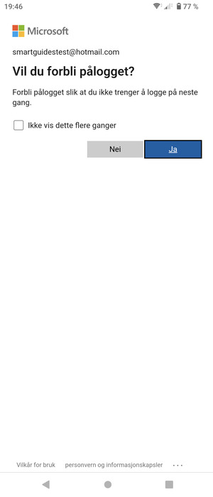 Velg ønsket alternativ