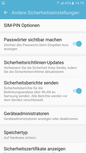 Wählen Sie SIM-PIN Optionen
