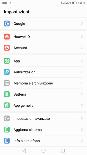 Scorri e seleziona Impostazioni avanzate