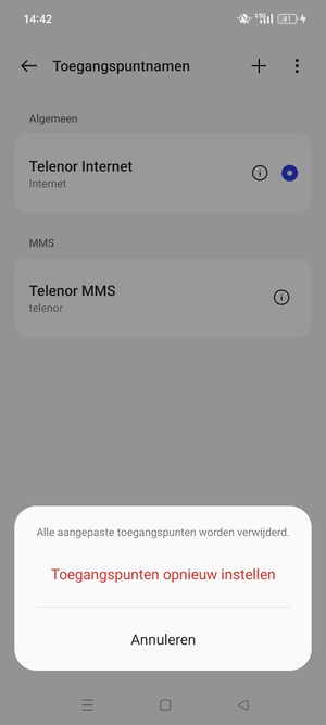 Selecteer Toegangspunten opnieuw instellen