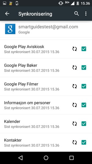 Din informasjon blir synkronisert