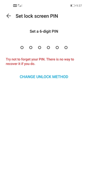 Select CHANGE UNLOCK METHOD