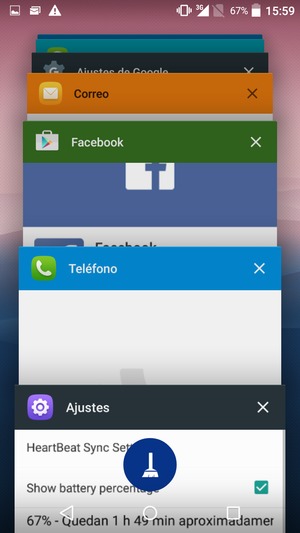 Seleccione el icono Eliminar para cerrar todas las aplicaciones en ejecución