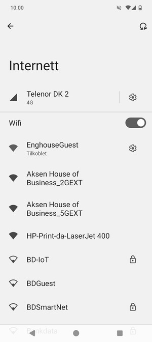 Du er nå koblet til Wi-Fi-nettverket