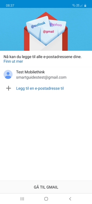 Velg GÅ TIL GMAIL
