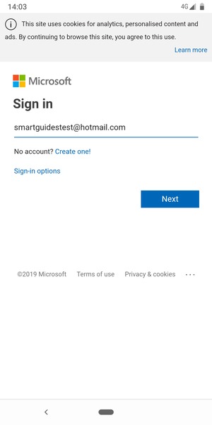 Enter your Email address and select Next
