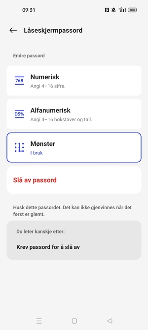 Telefonen din er nå sikret med en skjermlås