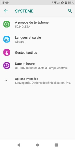 Sélectionnez Options avancées