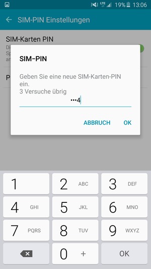 Geben Sie Ihre Neue SIM-Karten-PIN ein und wählen Sie OK