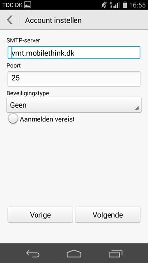 Haal het vinkje uit het Aanmelden vereist selectievakje en selecteer Volgende