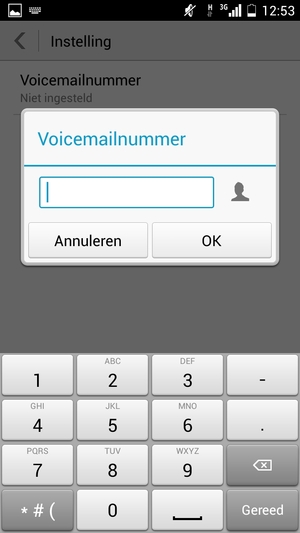Voer het Voicemailnummer in en selecteer OK