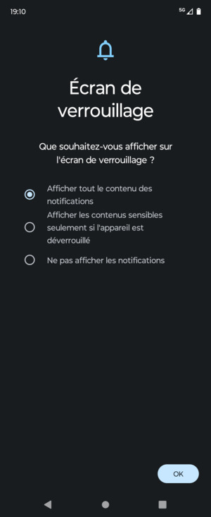 Sélectionnez votre option préférée et sélectionnez OK