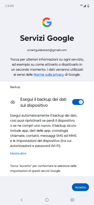 Seleziona Accetto