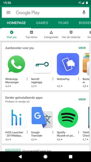 Selecteer de zoekbalk