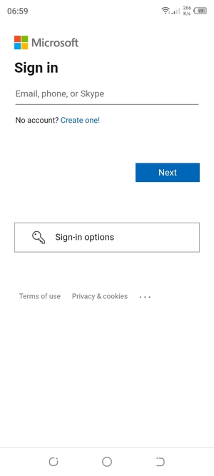 Enter your Hotmail address and select Next
