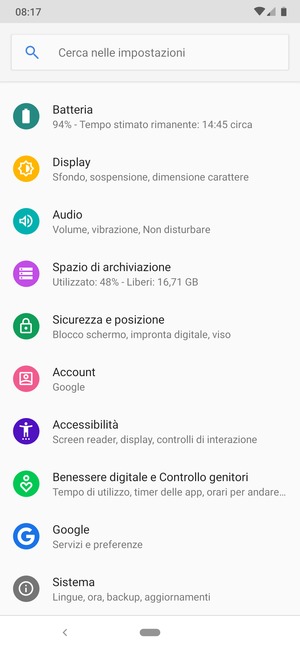 Scorri e seleziona Sicurezza e posizione
