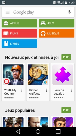 Sélectionnez la barre de Recherche
