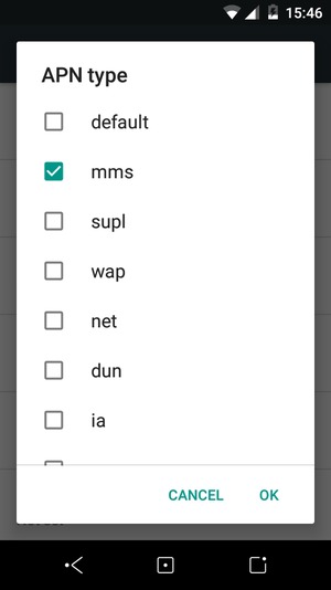 Check the mms checkbox and select OK