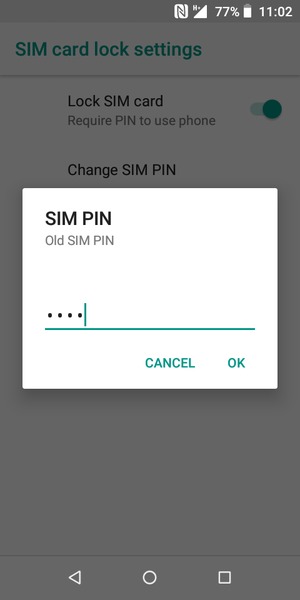 Enter your Old SIM PIN and select OK