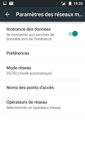 Sélectionnez Mode réseau