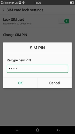 Confirm your new SIM PIN and select OK