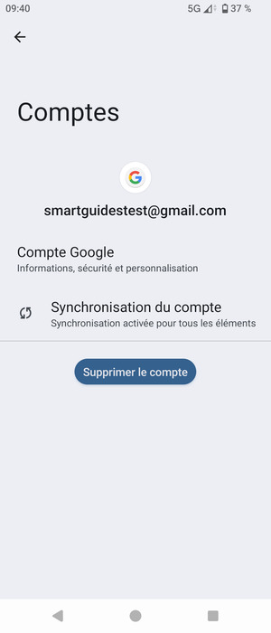 Sélectionnez Synchronisation du compte