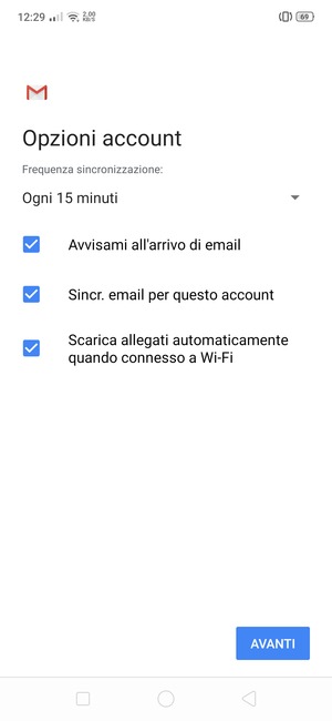 Seleziona AVANTI