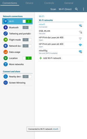 You are now connected to the Wi-Fi network