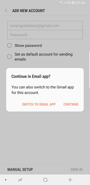 Select CONTINUE