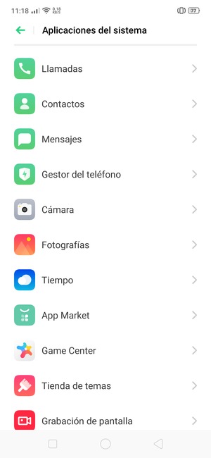 Desplácese y seleccione Contactos