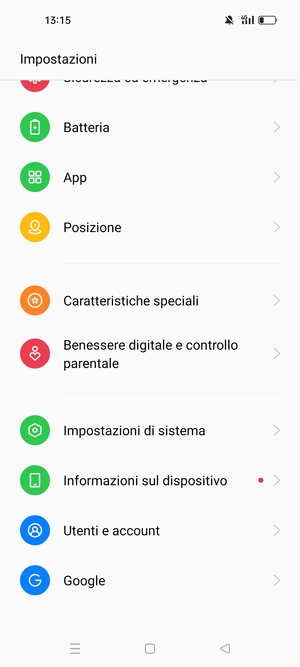 Scorri e seleziona Utenti e account