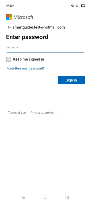 Enter your password and select Sign in