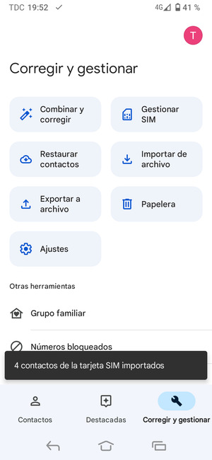 Sus contactos se guardarán en su cuenta de Google y se guardarán en su teléfono la próxima vez que Google sea sincronizado.