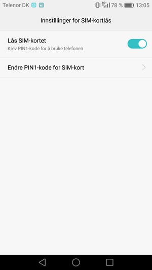 Velg Endre PIN-kode for SIM-kort